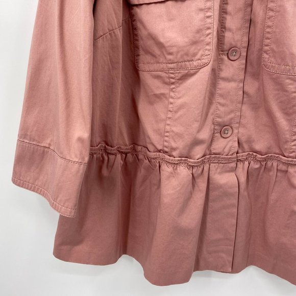 LOFT Plus Peplum Utility Jacket Pockets ¾ Sleeves 100% Cotton Size 18 - Picture 4 of 11